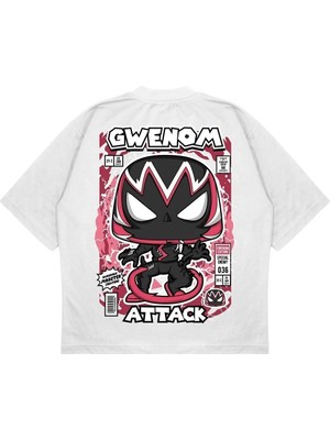 Pure Effect Unisex Oversize Gwenom Sırt Baskılı Boxy Fit Kalın Kumaşlı T-Shirt