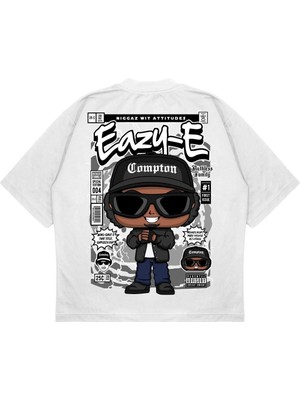 Pure Effect Unisex Oversize Eazy-E Sırt Baskılı Boxy Fit Kalın Kumaşlı T-Shirt