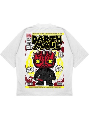 Pure Effect Unisex Oversize Darth Maul Sırt Baskılı Boxy Fit Kalın Kumaşlı T-Shirt