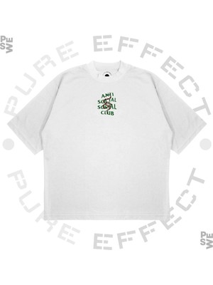 Pure Effect Unisex Oversize Antı Socıal Socıal Club Snake Baskılı Boxy Fit Kalın Kumaşlı T-Shirt
