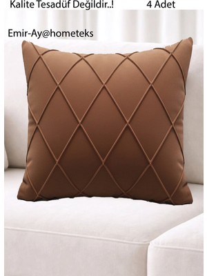 Emir-Ay@hometeks 4ADET Kapitoneli Kırlent Kılıfı , Yastık Kılıfı ( Leke Tutmayan Silinebilir Kumaş )