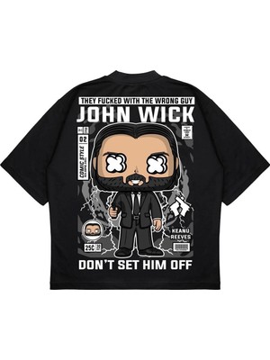 Pure Effect Unisex Oversize John Wıck Sırt Baskılı Boxy Fit Kalın Kumaşlı T-Shirt