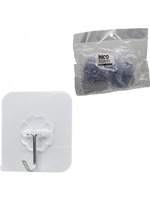 Marsilyan Askı 10PCS Tekli Metal Uçlu Mika Kristal Pls. Tabanlı Şeffaf Pvc Yapışkanlı Montaj (4887)