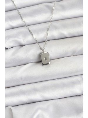 Marsilyan 316L Çelik Zincir Gümüş Renk Minimal Kutup Yıldızı Model Kadın Kolye - TJ-BKO10684