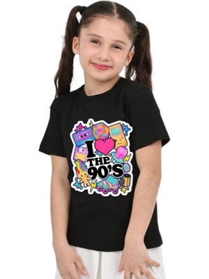 ERDEM KIDS Unisex 90'lar Temalı Baskılı Pamuklu Basic T-Shirt