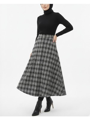 Modamorfo Beli Fermuarlı Tüvit Çan Etek -Siyah