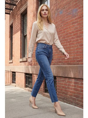 Hiccup Kadın My Fashıon Yüksek Bel Dar Kesim Skinny Kot Pantolon Gök Mavisi