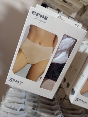 Eros Yüksek Bel 3lü (Siyah-Beyaz-Ten) Külot