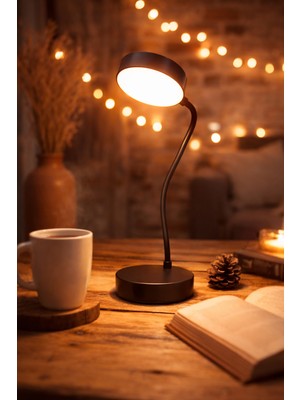 EyluX Shop Modern Akrobat Şarjlı Berlin Masa Lambası Dokunmatik 3 Renk Kademeli Çalışma Okuma Işığı Siyah