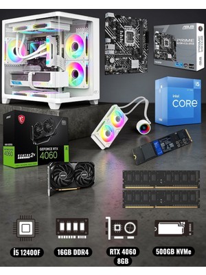 Symoon I5 12400F 16GB Ram 512 Nvme Rtx 4060 Ekran Kartlı Gametech Prime Small Akvaryum Kasalı Gaming Pc