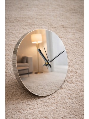 JHAAR Ayna Yüzeyli Metal Modern Duvar Saati 30 cm - Sessiz Mekanizma
