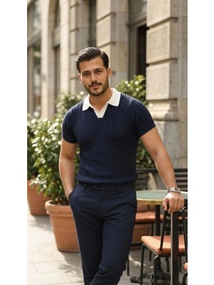 Antakya Yöresi Erkek Desenli Kısa Kollu Triko Tişört - %100 Pamuk Akrilik