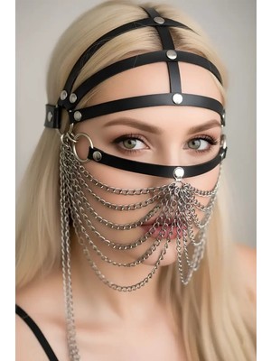 Esranın Dünyası Zincirli Deri Seksi Maske - BRF465