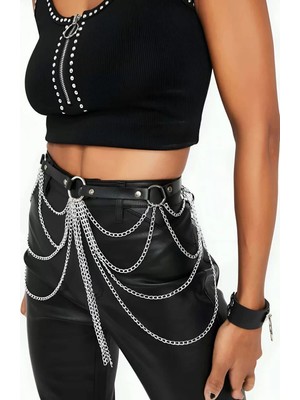 Esranın Dünyası Zincir Detaylı Şık Deri Harness Kemer - BRF512