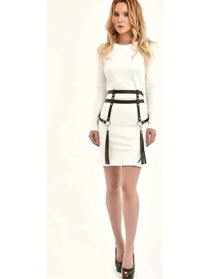 Esranın Dünyası Çift Sıra Belden Bağlanan Ayarlanabilir Püsküllü Deri - BRF645