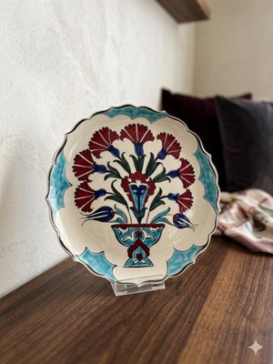 Anka Select Iznik Çini Desenli Seramik Dekoratif Tabak - Şık Salon Aksesuarı