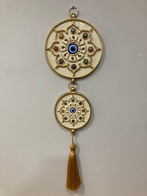 Nazarlık 2'li Altın Krem Dekoratif Obje Çap 15X10 cm