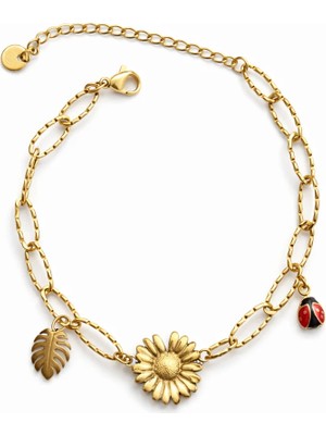 Venüs Design Çelik Papatya Uğur Böceği Halhal