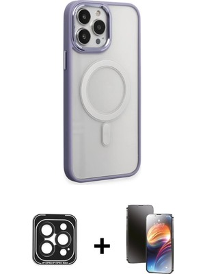 Cepte Toptan iPhone 15 Pro Max Yankı Işık Özel Seri - Siyah 3D Antistatik Mat Seramik Nano Ekran Koruyucu + Siyah Pvd Metal Kamera Lens