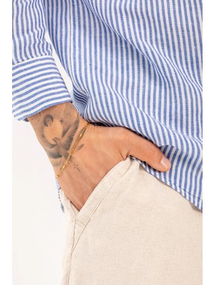 Fjellor Vyranor Erkek Altın Renk Ince Baklalı Zincir Çelik Bileklik