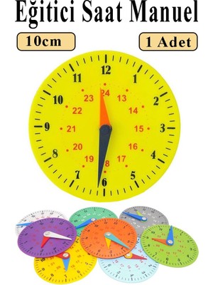 Artlantis Saat Öğretimi Materyali 1 Adet 10 cm Plastik Eğitim Saati Manuel Saat Modeli Kadran Akrep Yelkovan