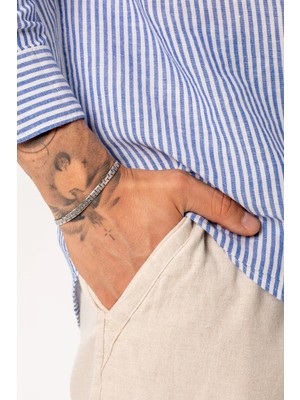 Fjellor Erkek Özel Tasarım Italyan Desenli Ezme Modeli Yeni Sezon Gümüş Renk Çelik Bileklik