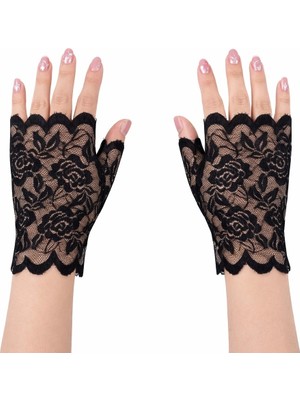 Magicool Siyah Dantel Parmaksız Kısa Eldiven