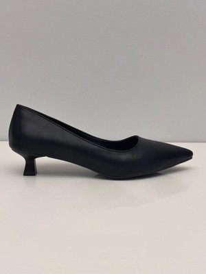 Feles Kadın Siyah Kısa Topuklu Stiletto Ince Topuklu Stiletto - 3.5 cm Topuk - Podeia Estilo