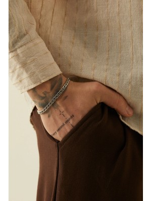 Fjellor Zalmir Miami Cuban Model Erkek Gümüş Renk Paslanmaz Çelik Bileklik