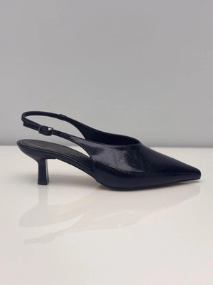 Subaşı Kadın Siyah Rugan Klasik Düz Stiletto – 5 cm Topuk - Podeia Estilo