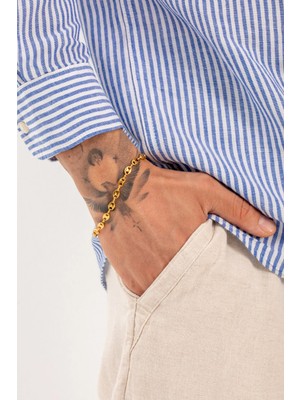 Fjellor Ron,gemici Model Altın Renk Paslanmaz Çelik Bileklik – Modern ve Şık