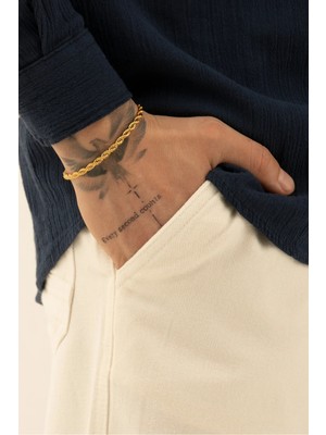 Fjellor Gilvarin Erkek Kalın Burgu Altın Renk Paslanmaz Çelik Bileklik