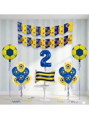 Çıtı Pıtı Store Sarı Lacivert Futbol Temalı Yaş Doğum Günü Balon Seti