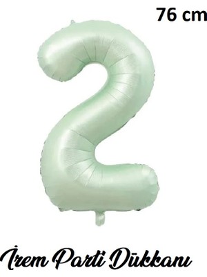 İrem Parti Dükkanı Retro Su Yeşili 2 Yaş Rakam Balon 76 cm 34 Inç