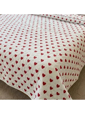 Evim Mabedim 200*240 cm Pamuklu Ultrasonik Kapitone Kumaş Çift Kişilik Çok Amaçlı Pike Kalp Desenli