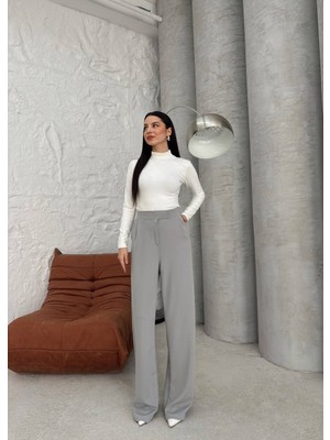 Gkc Butik Gri Cırtlı Kumaş Pantolon