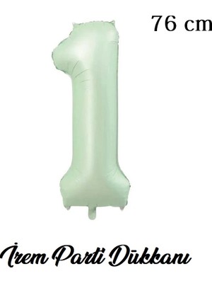 İrem Parti Dükkanı Retro Su Yeşili 1 Yaş Rakam Balon 76 cm 34 Inç