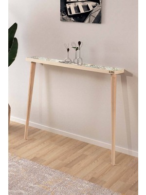 Feyza Design Bavyera 102X12CM Doğal Ağaç Traverten Taşlı Dresuar