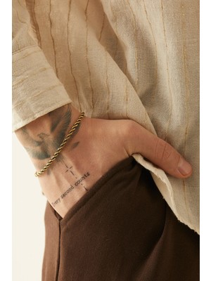 Fjellor Crabbe Erkek Çift Renkli Kalın Burgu Altın-Siyah Paslanmaz Çelik Bileklik