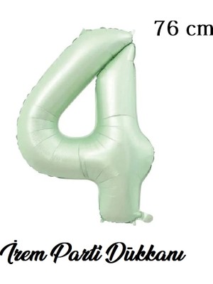 İrem Parti Dükkanı Retro Su Yeşili 4 Yaş Rakam Balon 76 cm 34 Inç