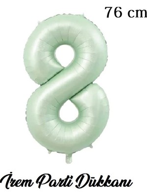 İrem Parti Dükkanı Retro Su Yeşili 8 Yaş Rakam Balon 76 cm 34 Inç