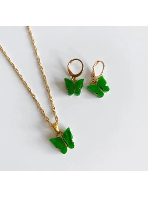 Venüs Design Kelebek Kolye-Küpe Set