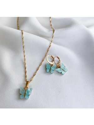 Venüs Design Kelebek Kolye-Küpe Set