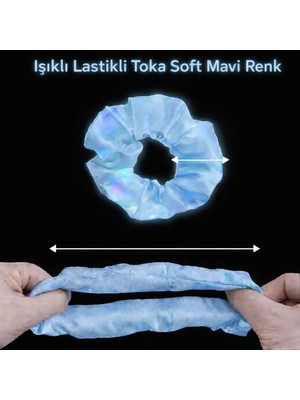 Pileli Store Pilelistore Soft Mavi Renk LED Işıklı Lastikli Saç Tokası