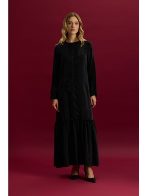 Eskişehir Mağazacılık T26Y-4027 Mıssdalıda Önü Dantelli Cupro Elbise