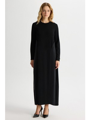 Eskişehir Mağazacılık T26Y-4017 Mıssdalıda Ön Kısmı Cuprodetaylı Triko Elbise