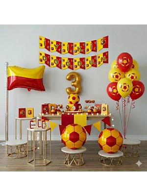 Çıtı Pıtı Store Sarı Kırmızı Futbol Temalı Yaş Doğum Günü Balon Seti