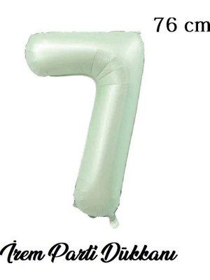 İrem Parti Dükkanı Retro Su Yeşili 7 Yaş Rakam Balon 76 cm 34 Inç