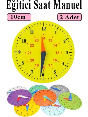 Artlantis Saat Öğretimi Materyali 2 Adet 10 cm Plastik Eğitim Saati Manuel Saat Modeli Kadran Akrep Yelkovan