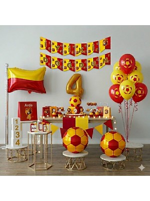 Çıtı Pıtı Store Sarı Kırmızı Futbol Temalı Yaş Doğum Günü Balon Seti
